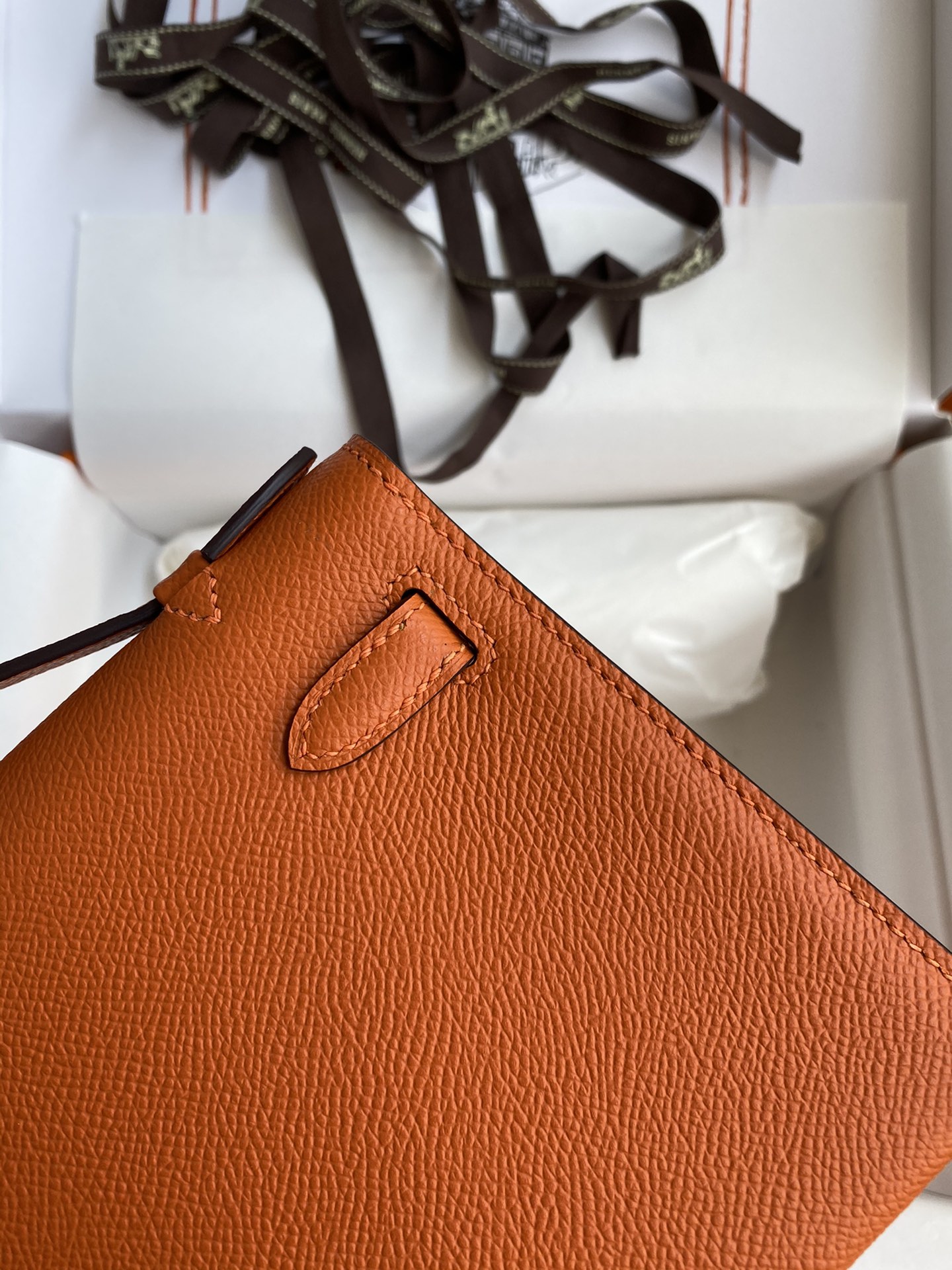 Hermes Mini Kelly Pochette 22cm Bag In Orange Epsom Leather